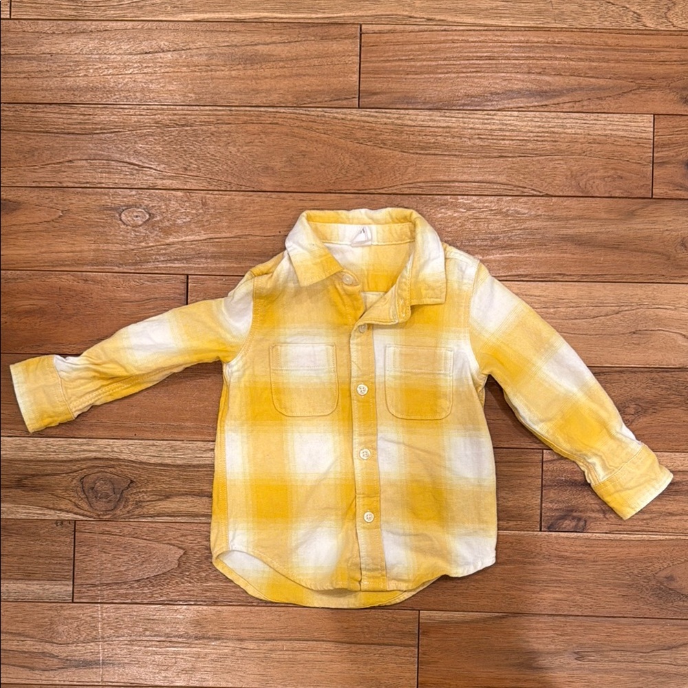 GAP Yellow and White Button Down Shirt